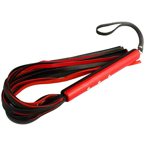 Красно-чёрная кожаная плеть Sitabella «Домино» 4064-12 (56 см)