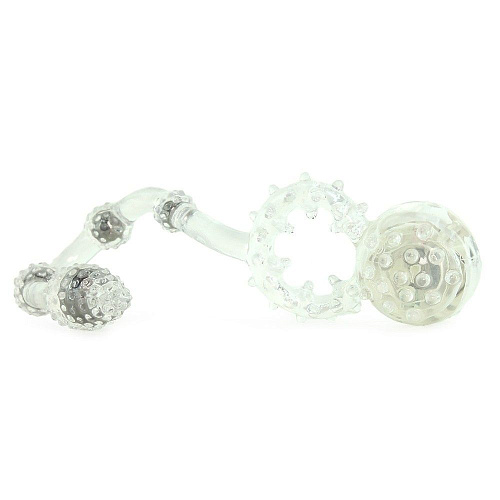 Прозрачное эрекционное кольцо с анальной цепочкой California Exotic Novelties SE-1809-10-3