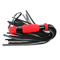 Нежная чёрная плеть с красным мехом БДСМ арсенал BDSM Light 740002 (43 см)