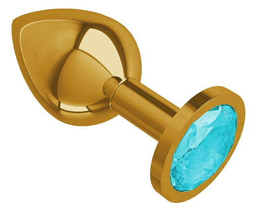 Золотистая средняя пробка с голубым кристаллом Сумерки богов 520-05 aqua-DD (8,5 см)