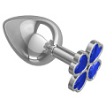 Серебристая анальная пробка-клевер с синим кристаллом Сумерки богов 539-07 BLUE-DD (9,5 см)
