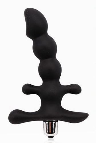 Чёрный силиконовый анальный вибростимулятор Bior toys SEM-55021 (14 см)