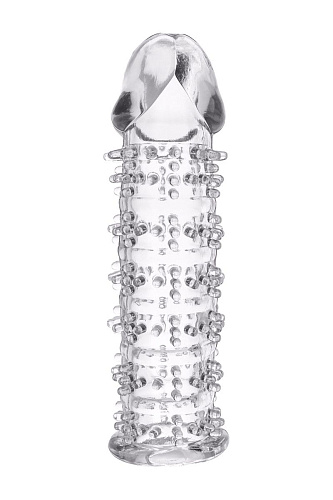 Гелевая прозрачная насадка с шипами ToyFa 818031-1 (12 см)