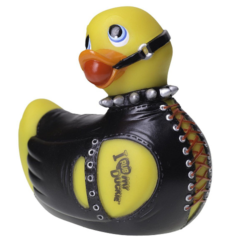 Желто-чёрная утка-рабыня с вибрацией Big Teaze Toys I Rub My Duckie Bondage Travel Size 10140