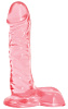 Розовый гелевый фаллоимитатор с мошонкой Doc Johnson 0288-01-CD (18,5 см)