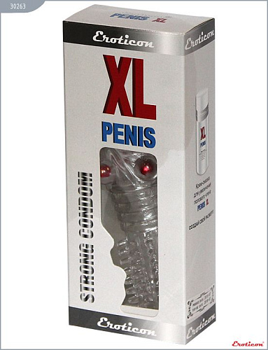 Прозрачная гелевая насадка-ёршик с бусинками Eroticon 30263 (14 см)