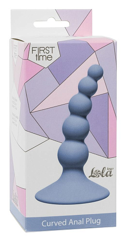 Голубая анальная пробка Lola toys Ribbed Plug Blue 4108-02Lola (10,5 см)