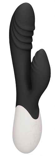 Чёрный вибратор-кролик с функцией нагрева Shots Media BV Sunburst HEA005BLK (20 см)