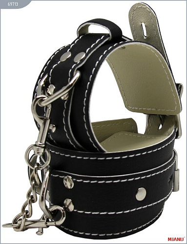 Чёрные кожаные наручи с фиксацией X-Market Ltd 69713