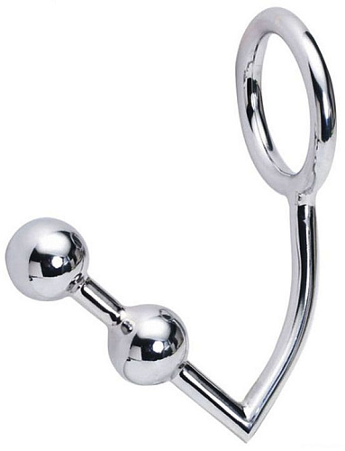 Серебристое эрекционное кольцо с анальным стимулятором Eroticon P3137M