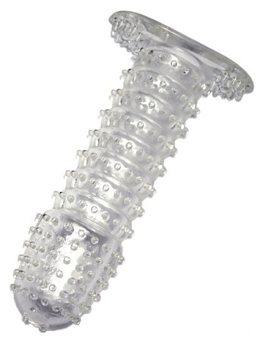 Прозрачная закрытая насадка с шипиками Eroticon 31015 (12 см)