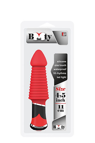 Красный ребристый анальный вибратор Dream Toys BOOTYFUL RIDGED VIBE 20993