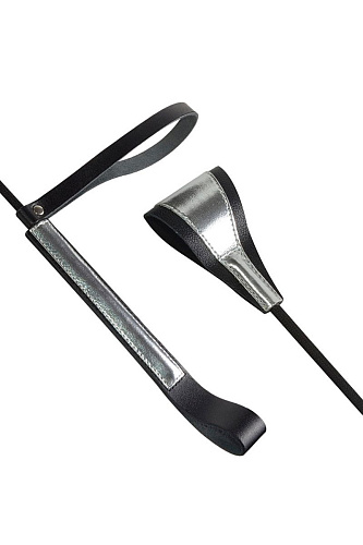 Чёрно-серебристый стек с хлопушкой из кожи Sitabella 3180-16 (62 см)