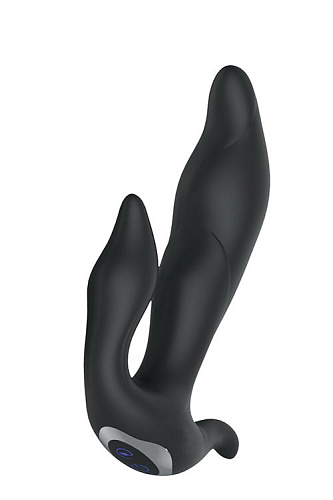Чёрный вибратор Tonga N 35 RECHARGEABLE DUO VIBRATOR 530035 (17,5 см)