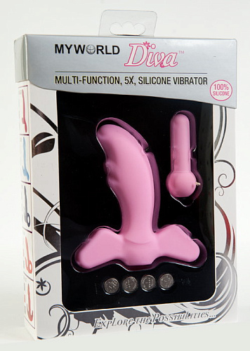 Розовый силиконовый вибратор с 5 режимами вибрации MyWorld - DIVA 909233 (11,5 см)