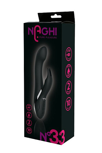 Чёрный вибратор-кролик Tonga NAGHI NO.33 RECHARGEABLE DUO VIBRATOR 530033 (23 см)