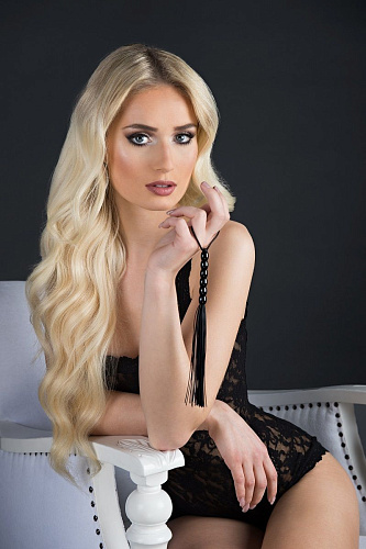 Чёрная мини-плеть из резины Blush Novelties Rubber Mini Whip 520009 (22 см)