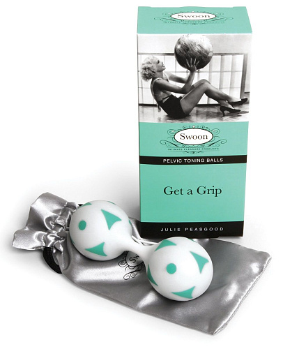 Бело-зелёные вагинальные шарики Swoon GET A GRIP SILICONE JIGGLE BALLS E25102