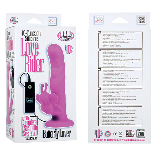 Розовый силиконовый вибратор California Exotic Novelties Love Rider Butterfly Lovers SE-1498-76-3 (18 см)