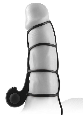 Чёрная вибронасадка Pipedream Beginners Silicone Power Cage PD4141-23 (12 см)