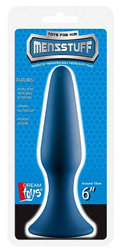 Синяя анальная пробка Dream Toys METAL BALL BUTT PLUG 21616 (15 см)