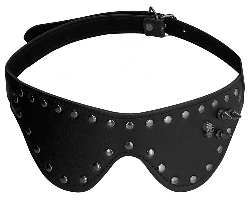 Чёрная маска на глаза с заклепками и шипами Shots Media BV OU295BLK