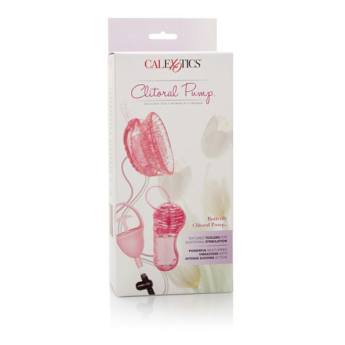 Розовая вибрирующая помпа для клитора California Exotic Novelties Butterfly Clitoral Pump SE-0612-04-3