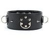 Чёрный кожаный ошейник с кольцами и клёпками БДСМ арсенал 55019