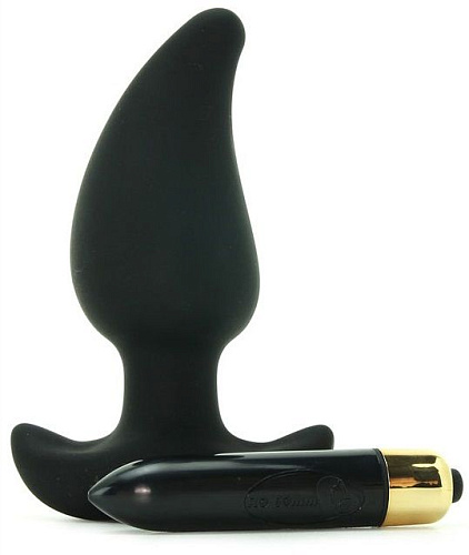 Анальная чёрная пробка с вибрацией Rocks-Off Butt Quiver 7BTQBLK (13 см)