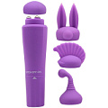 Фиолетовый вибромассажёр с 4 насадками Chisa Quadruple Sweet CN-100652163