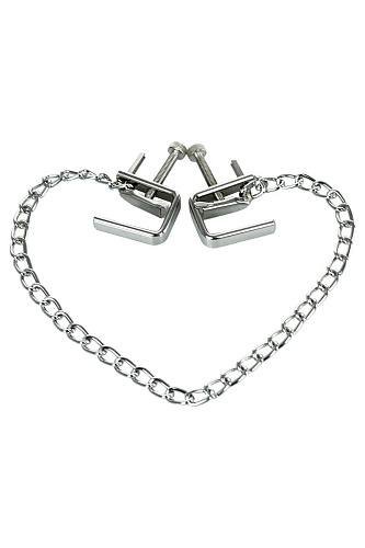 Серебристые зажимы для сосков с цепочкой ToyFa Theatre 705004