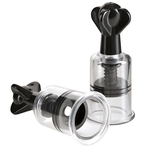 Вакуумные присоски чёрного цвета для груди Pipedream Super Suckers PD4464-23