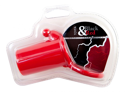 Красная силиконовая насадка на пенис ToyFa 901321-9