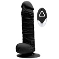 Чёрный реалистик на присоске и с пультом ДУ Dream Toys PURRFECT SILICONE DELUXE REMOTE VIBE 7IN 21143 (18 см)