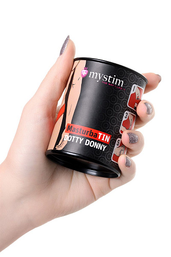 Компактный мастурбатор белого цвета MyStim MasturbaTIN Dotty Donny 46296