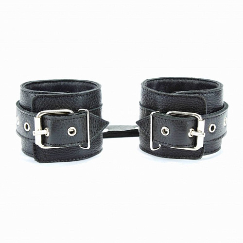 Чёрные кожаные оковы с клёпками БДСМ арсенал 56003ars