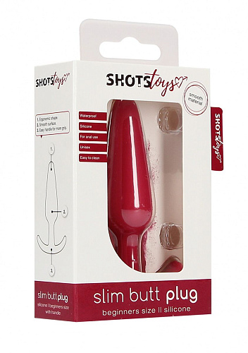 Красная анальная пробка для ношения Shots Media BV Slim Butt Plug SHT427RED (8,3 см)