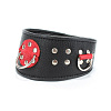 Чёрно-красный кожаный ошейник с клепками и кольцами БДСМ арсенал 55006