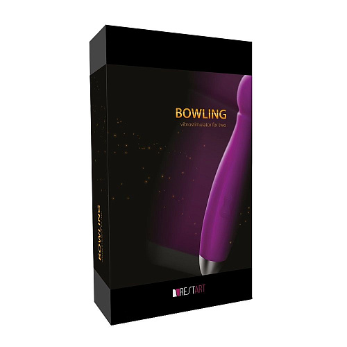 Водонепроницаемый вибратор фиолетового цвета с насадками для двоих RestArt Bowling RA-301 (19 см)