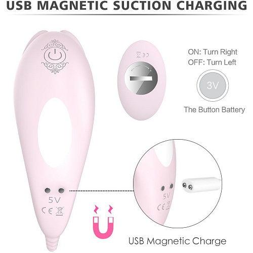 Нежно-розовая вибропробка с клиторальным отростком и пультом ДУ S-HANDE CARA  SHD-S083