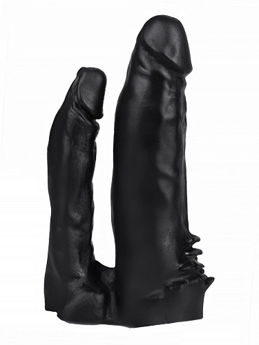 Чёрная двойная насадка HARNESS для трусиков с плагом Сумерки богов №11 353-11 BX DD (17 см)