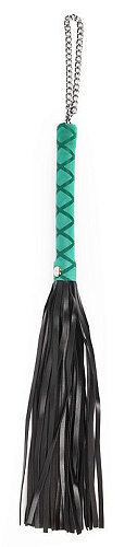 Чёрная многохвостая плеть-флоггер с голубой ручкой Bior toys NTB-80644 (40 см)