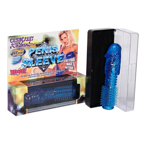 Синяя насадка «ёршик» Tonga PENIS SLEEVE STRETCHABLE 170062 (16,5 см)