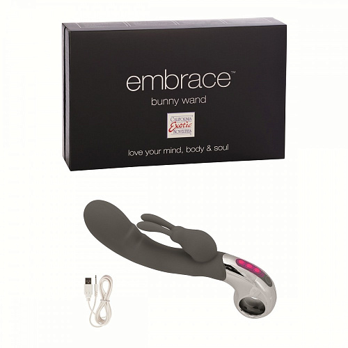 Серый вибратор California Exotic Novelties Embrace Bunny Wand SE-4610-45-3 (21 см)