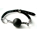 Чёрный кляп-шарик на ремешках с леопардовым принтом Bior toys Ball Gag MLF-90080-9