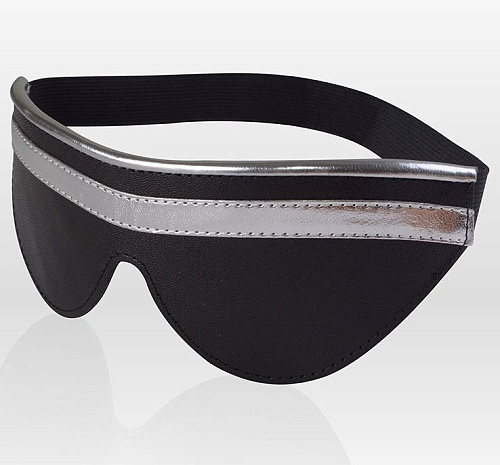 Чёрно-серебристая кожаная маска на резинке Sitabella 3182-16