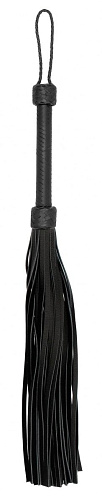 Чёрная многохвостая гладкая плеть Shots Media BV Heavy Leather Tail Flogger PAI005BLK (76 см)