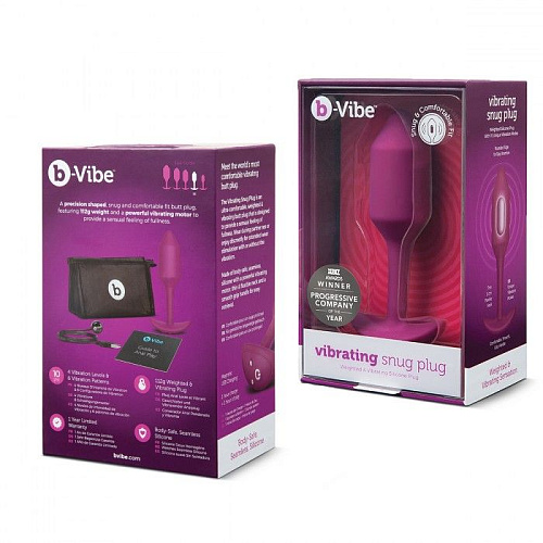 Розовая пробка для ношения с вибрацией b-Vibe Snug Plug 2 BV-014-RG (11,4 см)