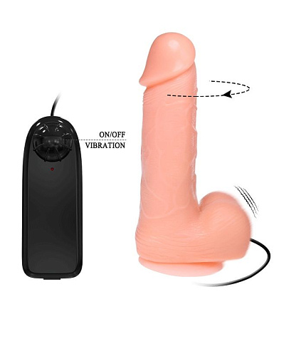 Реалистичный фаллоимитатор с ротацией телесного цвета Bior toys Realistic Cock Vibe EE-10046 (18 см)