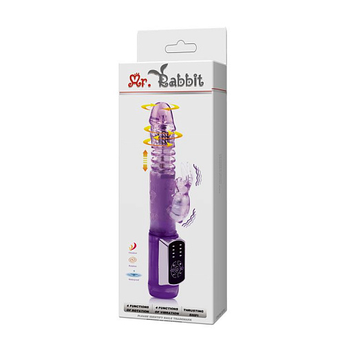 Фиолетовый ротатор с возвратно-поступательными движениями и клиторальным стимулятором Baile BW-037351-0603 (24 см)